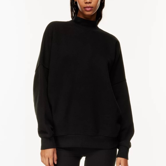 TNA Aritzia Cozy Fleece Mega Mock Sweatshirt black size 2 - Picture 1 of 7